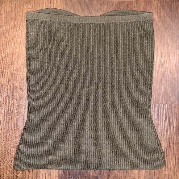 Babaton Strapless Sweetheart Ribbed Tube Top - Army Green - Picture 4 of 12